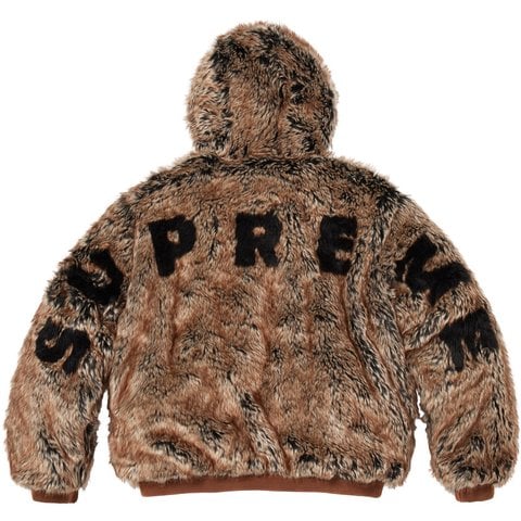 Supreme Reversible Faux Fur Hooded Work Jacket - Denim