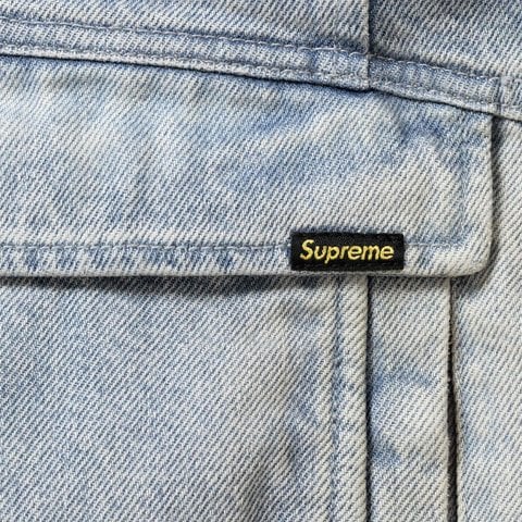 Supreme Reversible Faux Fur Hooded Work Jacket - Denim