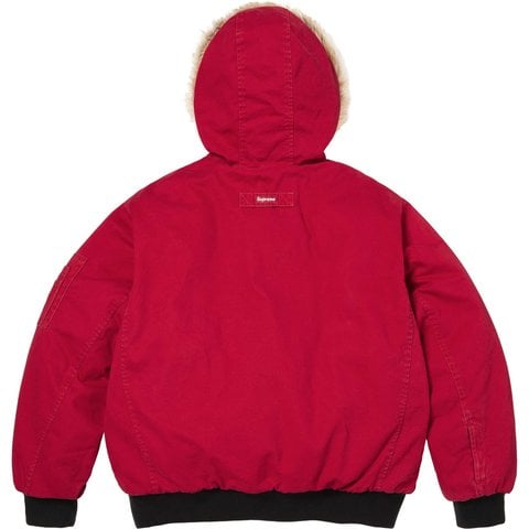 Supreme Reversible Faux Fur Hooded Work Jacket - Red