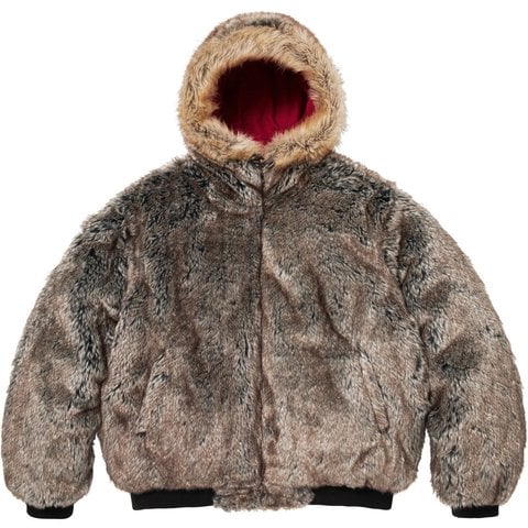 Supreme Reversible Faux Fur Hooded Work Jacket - Red