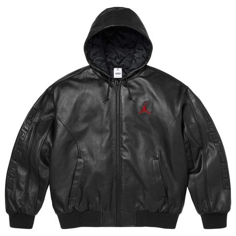 Supreme Supreme®/Jordan® Hooded Leather Jacket - Black