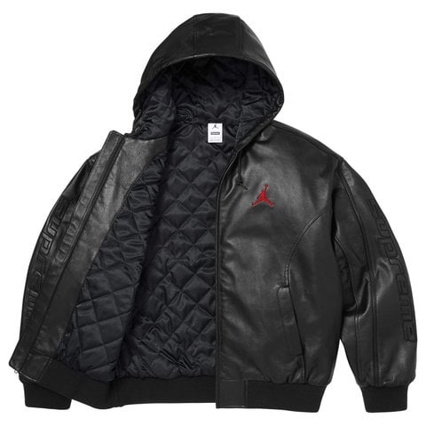 Supreme Supreme®/Jordan® Hooded Leather Jacket - Black