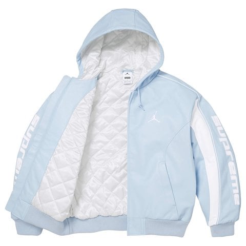 Supreme Supreme®/Jordan® Hooded Leather Jacket - Light Blue