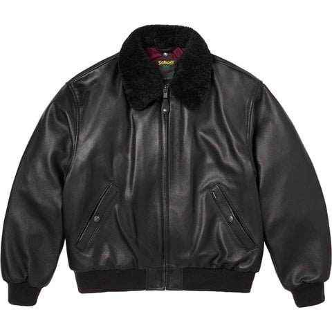 Supreme Supreme®/Schott® Shearling Collar Bomber Jacket - Black