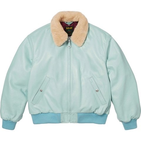 Supreme Supreme®/Schott® Shearling Collar Bomber Jacket - Light Blue