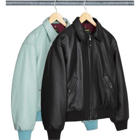 [max］Supreme/Schott Buy Supreme x Schott Leather Racer Jacket 'Teal' - FW25J74 TEAL | GOAT