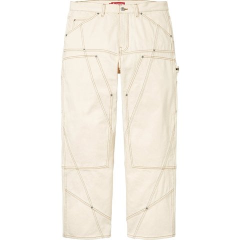 Supreme Contrast Stitch Double Knee Painter Jean - Natural