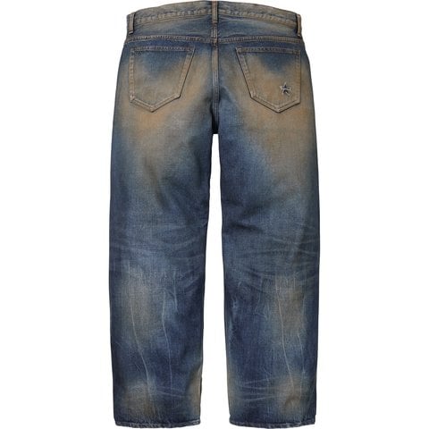 Supreme Distressed Loose Fit Selvedge Jean - Washed Indigo