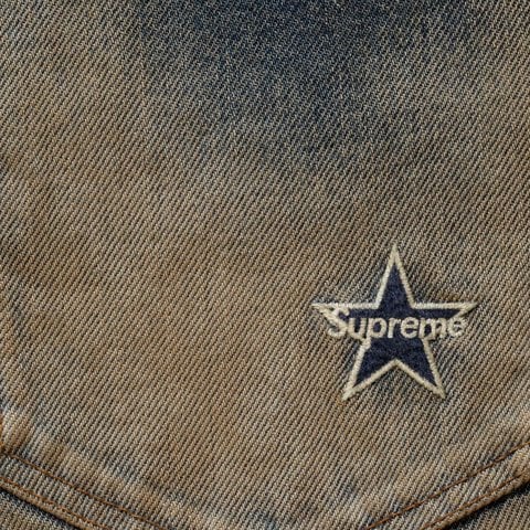 Supreme Distressed Loose Fit Selvedge Jean - Washed Indigo
