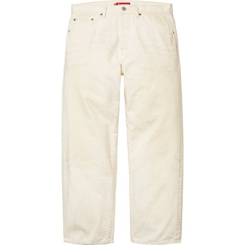 Supreme Distressed Loose Fit Selvedge Jean - Washed White