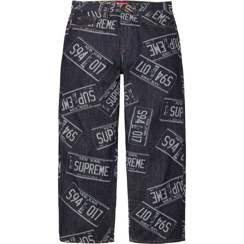 Supreme License Plate Baggy Jean - Rigid Indigo