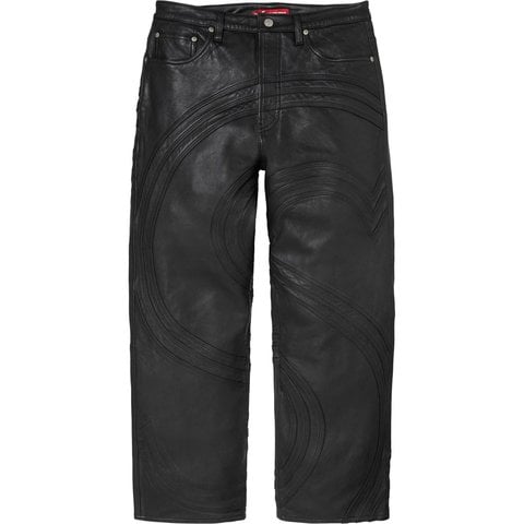 S Logo Leather Baggy 5-Pocket Jean - Supreme