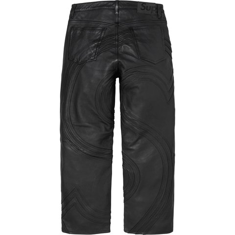 S Logo Leather Baggy 5-Pocket Jean - Supreme