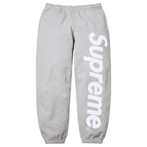 Supreme Satin Appliqué Sweatpant - Heather Grey