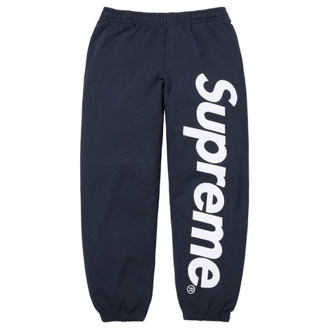 Supreme Satin Appliqué Sweatpant - Navy