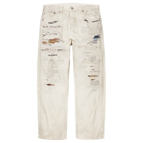Supreme Supreme®/MM6 Maison Margiela Distressed Loose Fit Selvedge Jean - White
