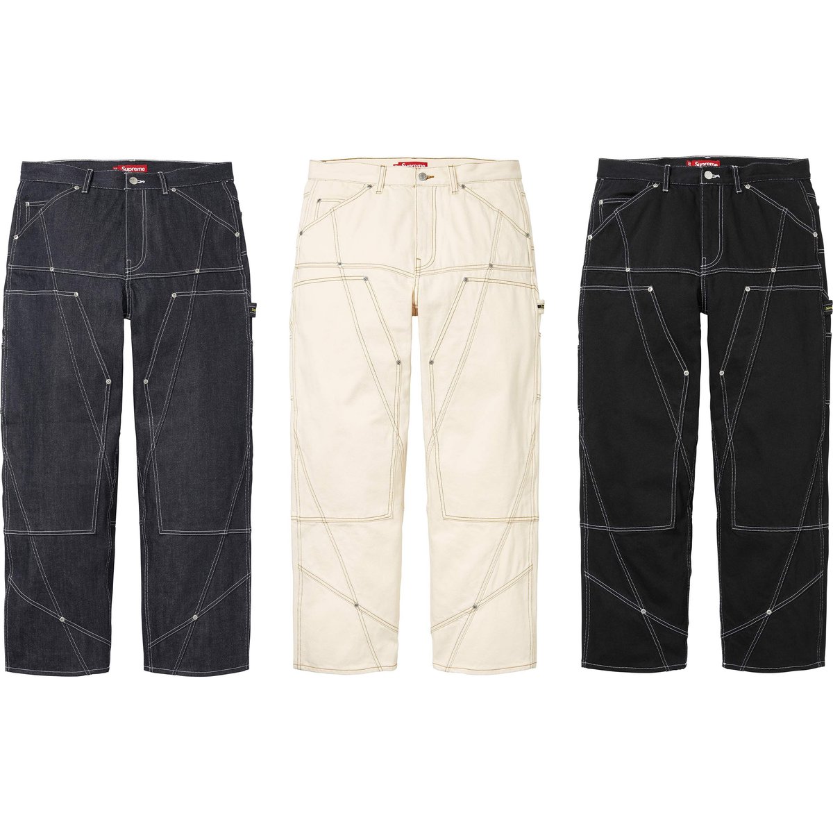 Contrast Stitch Double Knee Painter Jean