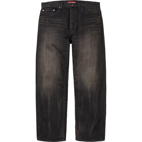 Supreme Distressed Loose Fit Selvedge Jean - Washed Black