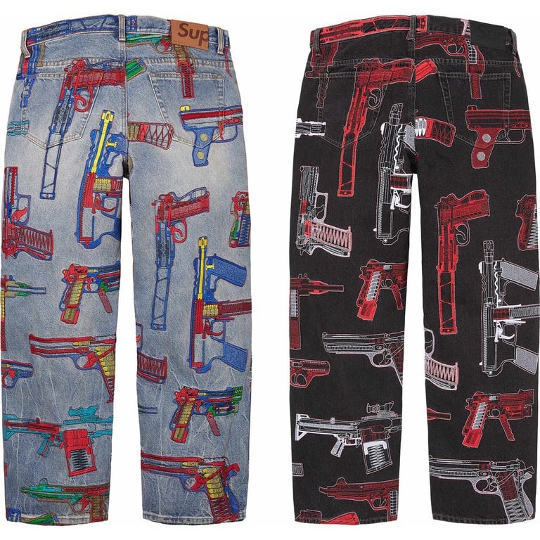 Supreme Guns Embroidered Loose Fit Jeans SS26
