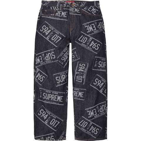 Supreme License Plate Baggy Jean - Rigid Indigo