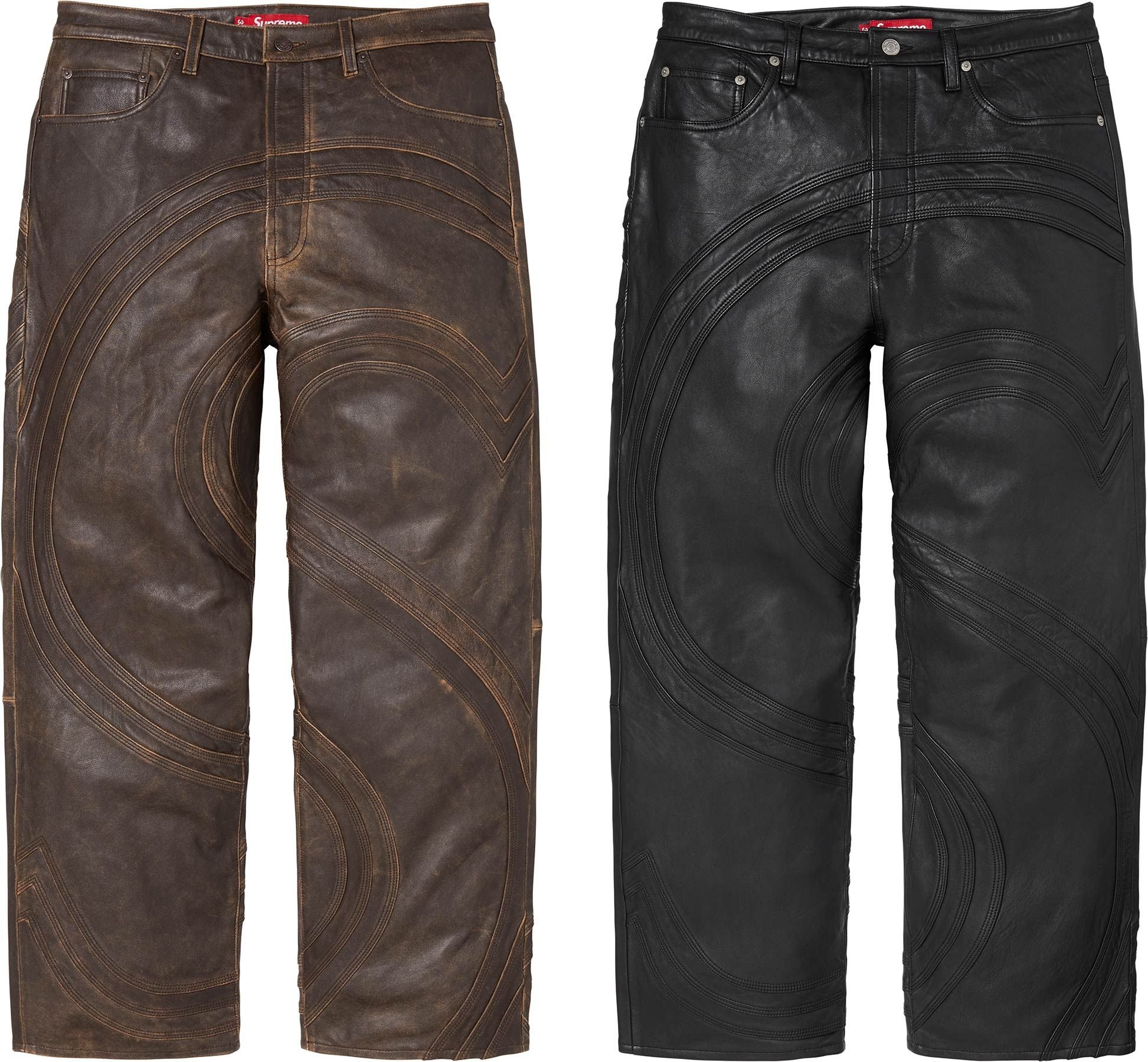 S Logo Leather Baggy 5-Pocket Jean - Supreme