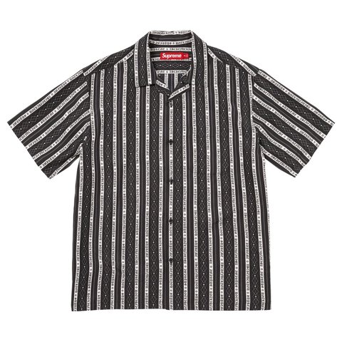 Supreme Old English Stripe Silk S/S Shirt - Black