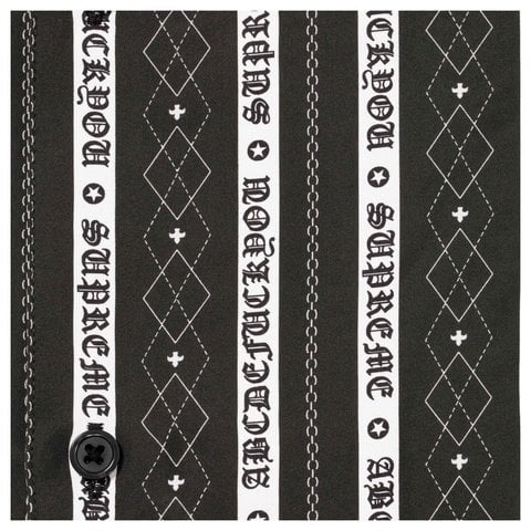 Supreme Old English Stripe Silk S/S Shirt - Black