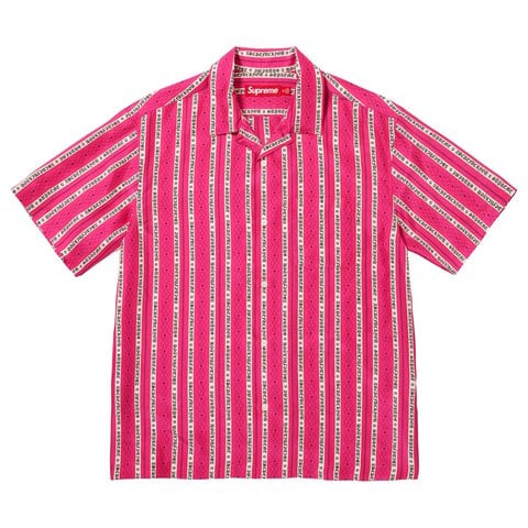 Supreme Old English Stripe Silk S/S Shirt - Magenta