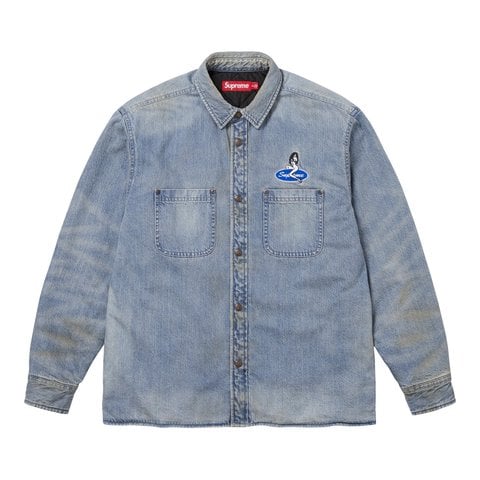 Quilted Lined Denim Snap Shirt Mサイズ Quilted Lined Denim Snap Shirt - Supreme