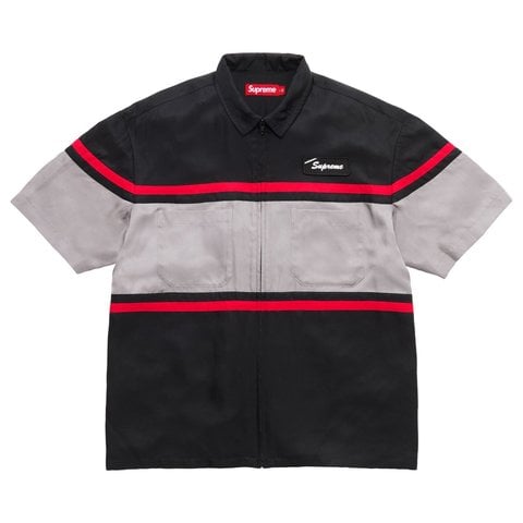 Supreme Silk Zip Up S/S Shirt - Black