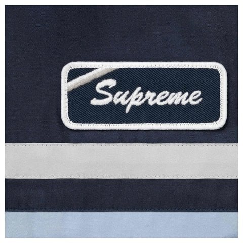 Supreme Silk Zip Up S/S Shirt - Navy