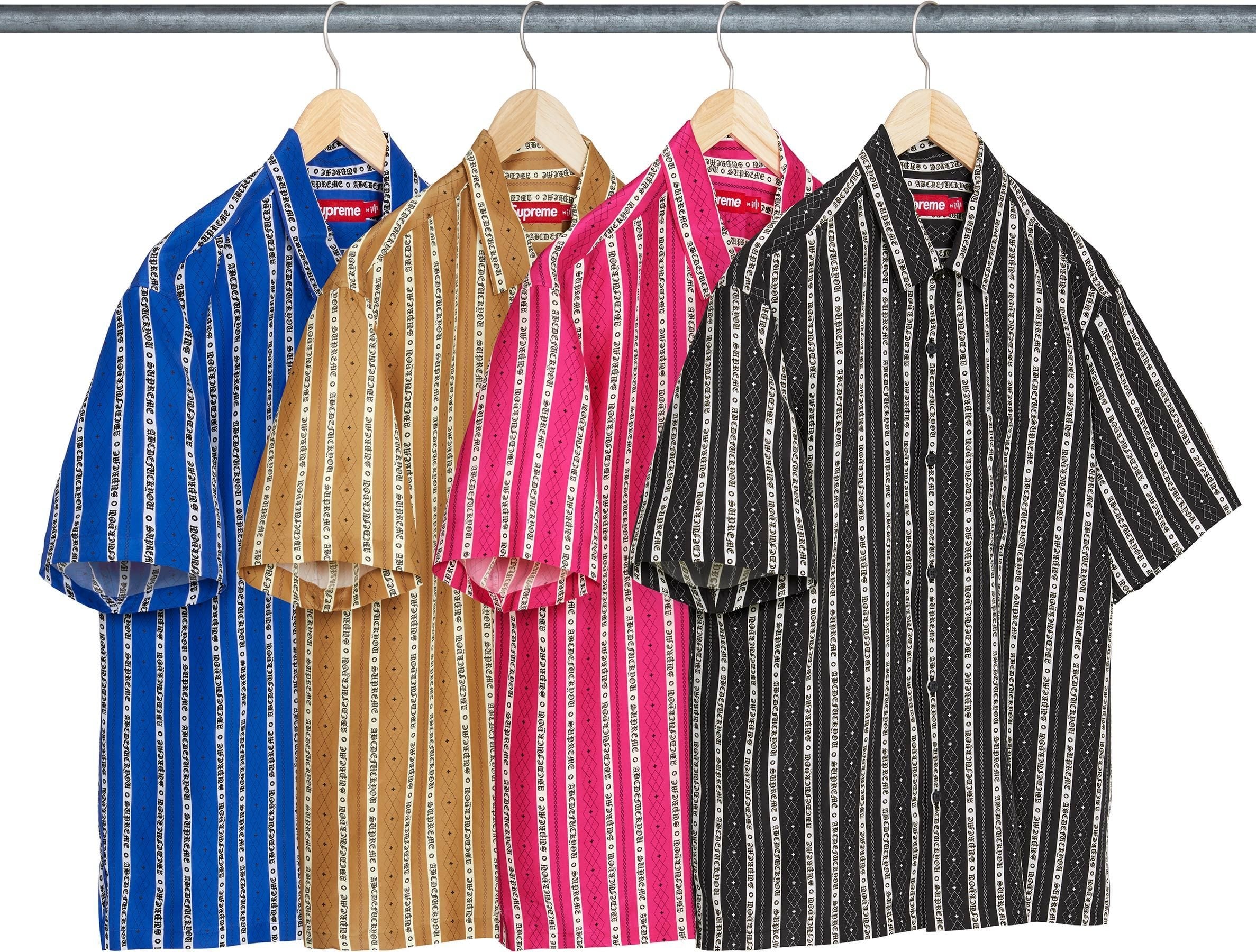 Old English Stripe Silk S/S Shirt - Supreme