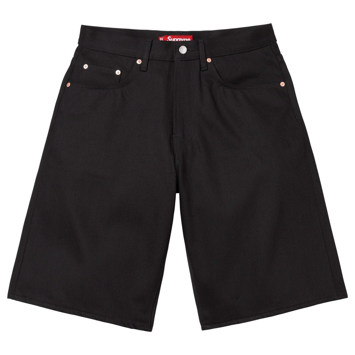 Baggy Selvedge Denim Short Rigid Black