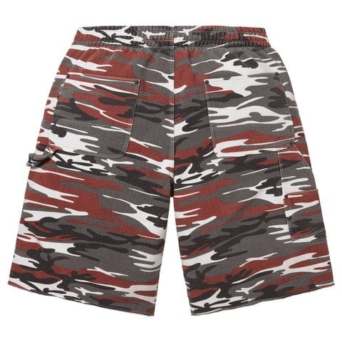 Supreme Double Knee Painter Sweatshort - Red Camo