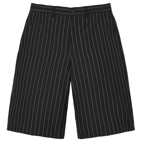 Supreme Pinstripe Wool Trouser Short - Black