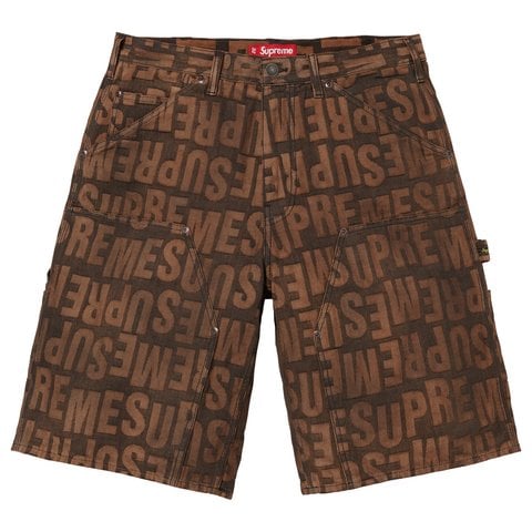 Supreme Repeat Jacquard Double Knee Denim Short - Dark Brown