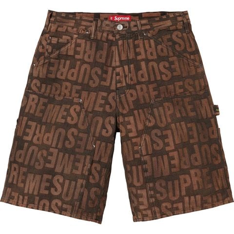 Supreme Repeat Jacquard Double Knee Denim Short - Dark Brown