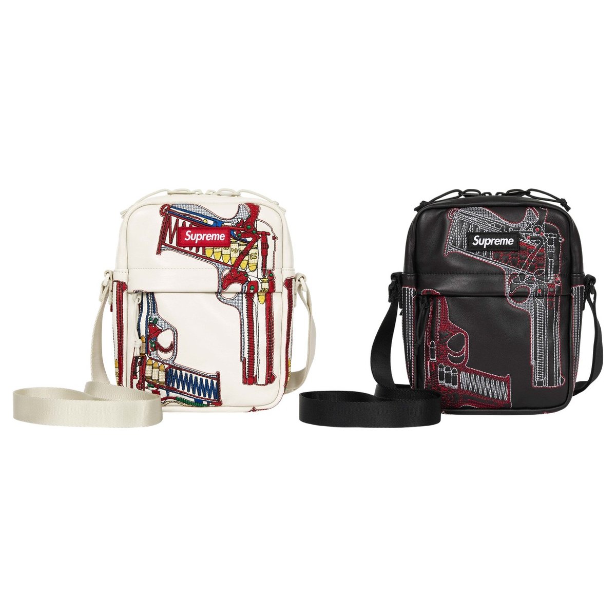 G**s Embroidered Leather Shoulder Bag