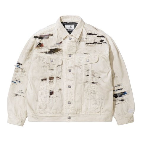 Supreme Supreme®/MM6 Maison Margiela Distressed Selvedge Denim Trucker Jacket - Supreme®/MM6 Maison Margiela Distressed Selvedge Denim Trucker Jacket