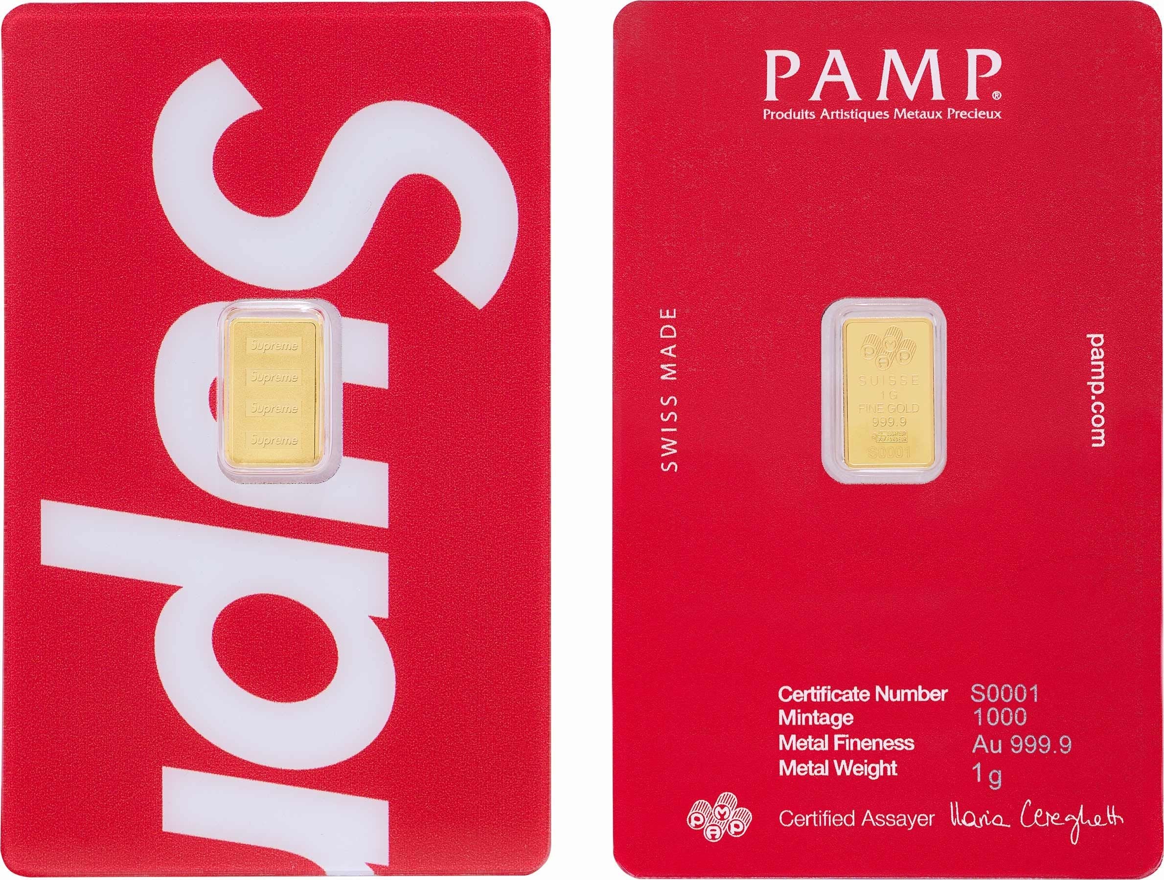 小物 Supreme PAMP Suisse 1 g Gold Bar Supreme®/PAMP Suisse 1 g Gold Bar - SupremeCommunity