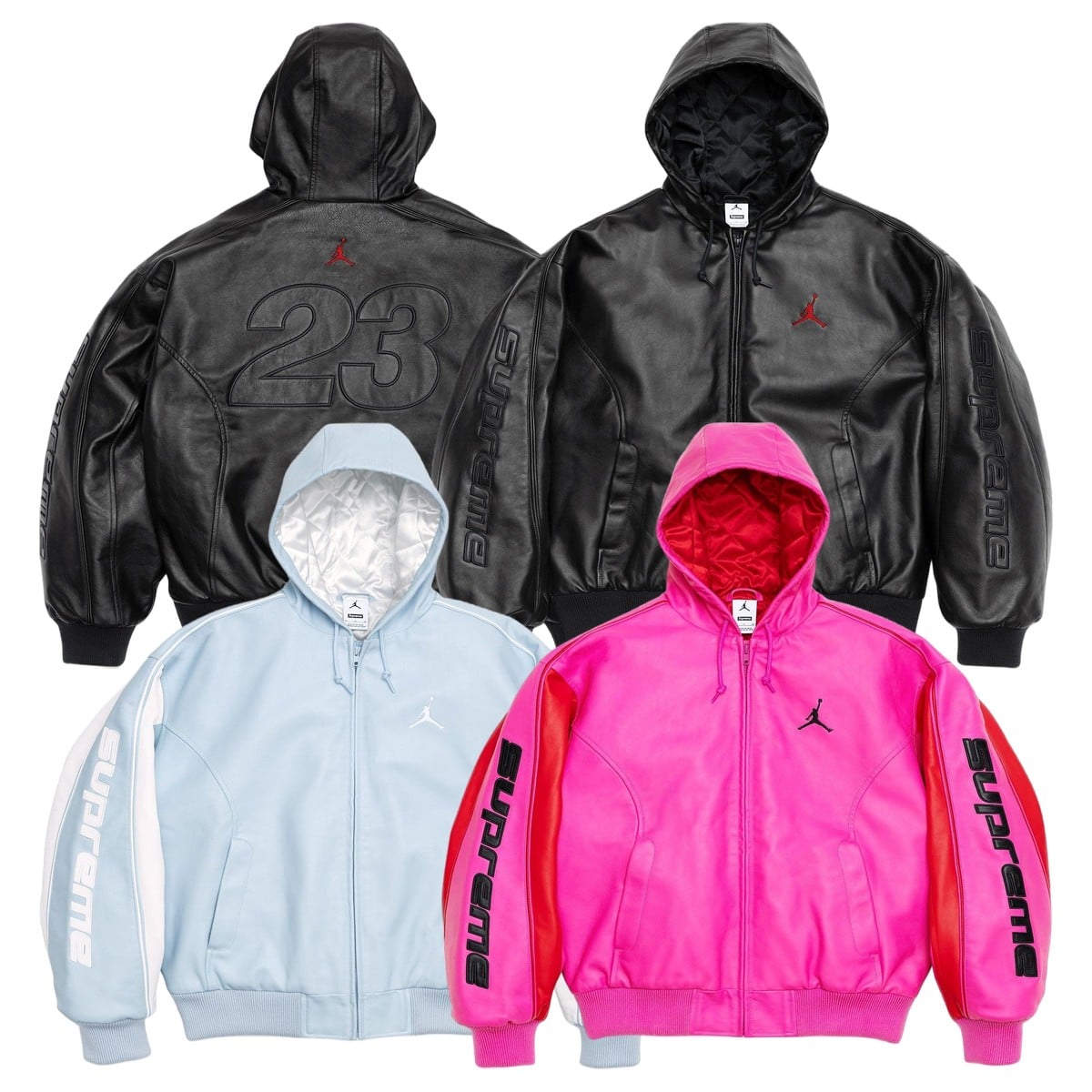 Supreme®/Jordan® Hooded Leather Jacket - Supreme