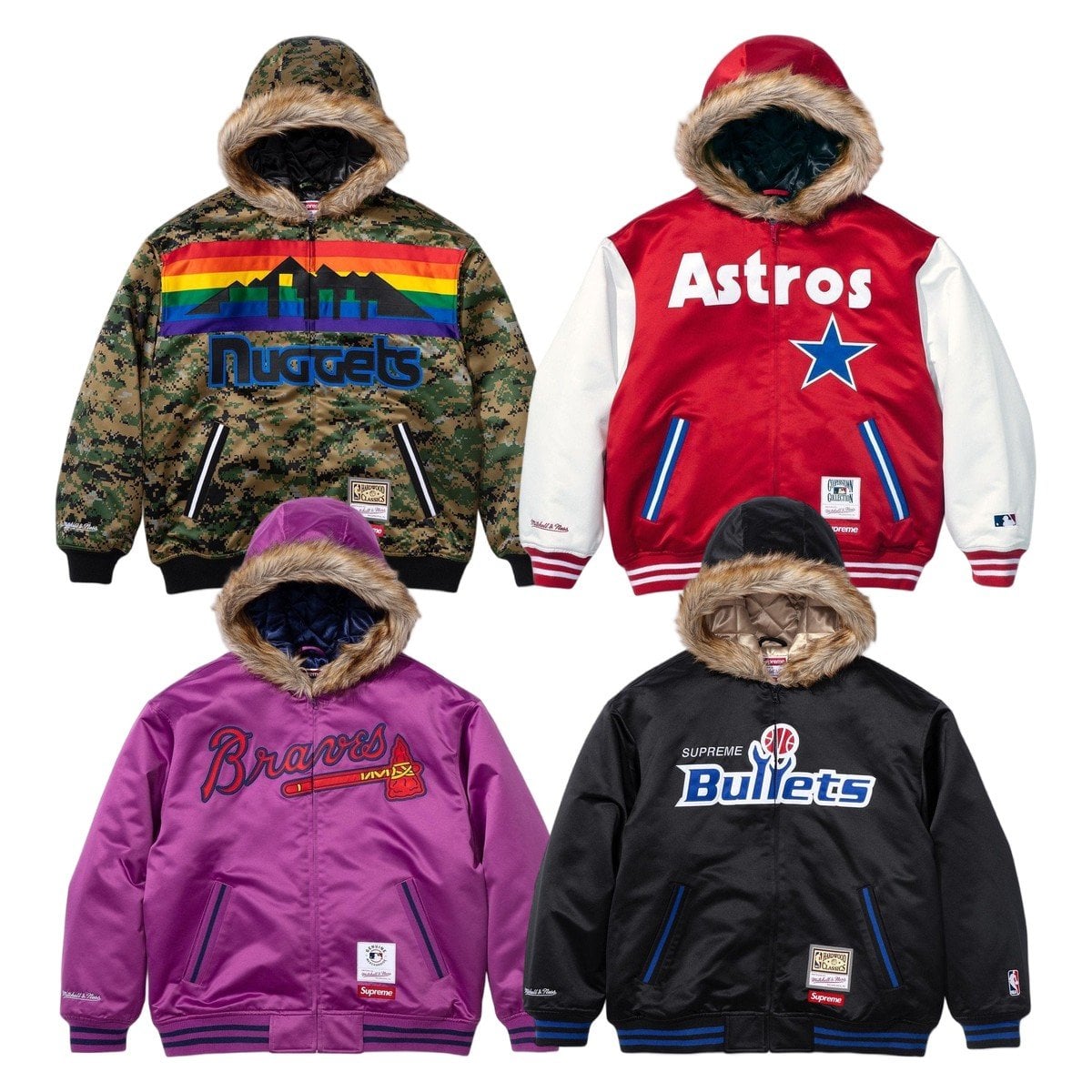 Supreme®/Mitchell & Ness® Teams Hooded Satin Varsity Jacket