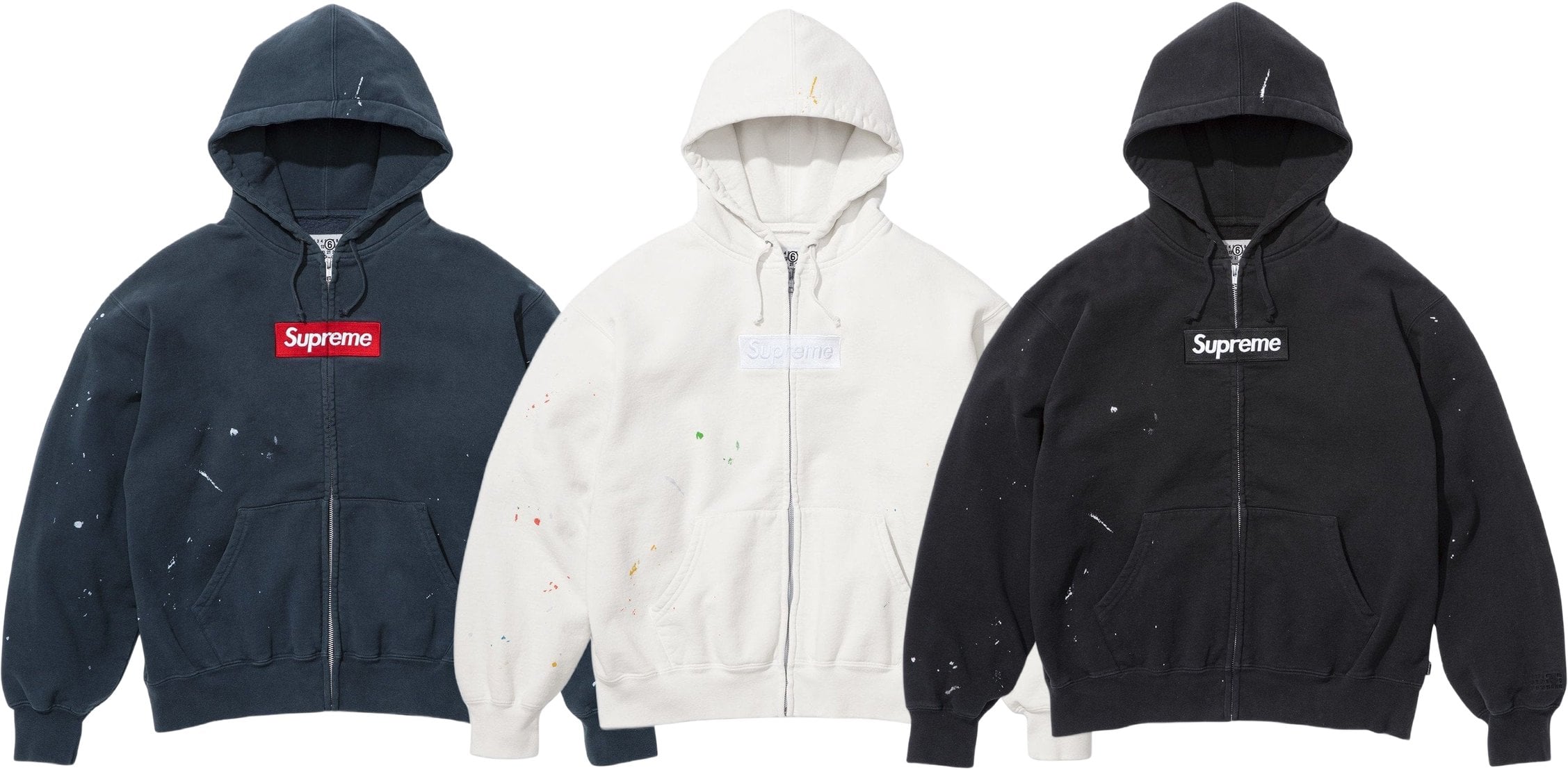 トップス Supreme MM6 Box Logo Zip Up HoodedSweat Supreme MM6 Maison Margiela Box Logo Zip Up Hooded Sweatshirt Navy