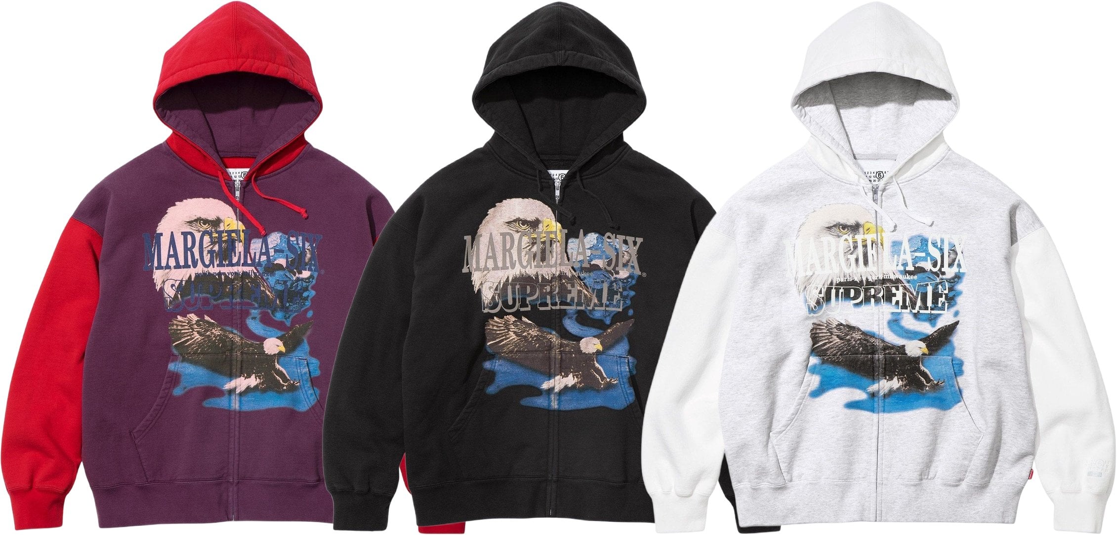 トップス Supreme MM6 Eagle Zip Up Sweatshirt XL Supreme MM6 Maison Margiela Eagle Zip Up Hooded Sweatshirt Red