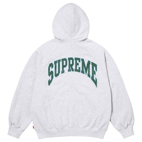 Supreme Cracked Raglan Zip Up Hooded Sweatshirt - Ash Grey