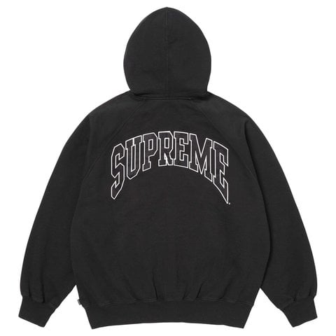 Supreme Cracked Raglan Zip Up Hooded Sweatshirt - Black