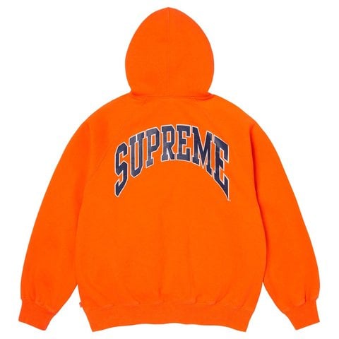 Supreme Cracked Raglan Zip Up Hooded Sweatshirt - Dark Orange