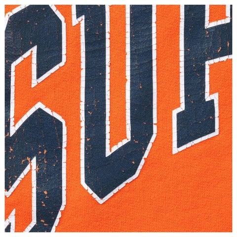 Supreme Cracked Raglan Zip Up Hooded Sweatshirt - Dark Orange