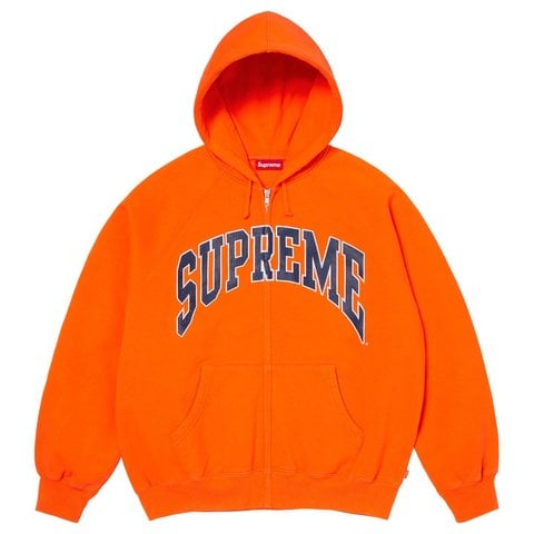 Supreme Cracked Raglan Zip Up Hooded Sweatshirt - Dark Orange