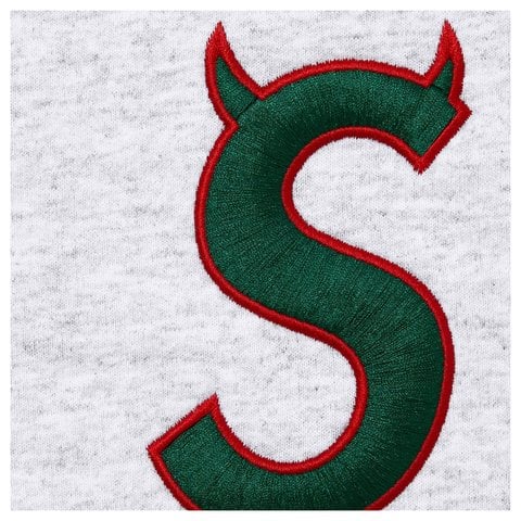 Supreme Devil S Logo Zip Up Hooded Sweatshirt - Ash Grey